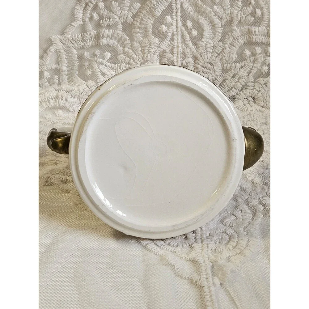 Stackable Hand Painted Teapot Gold & White Make the season Bright Single Serve